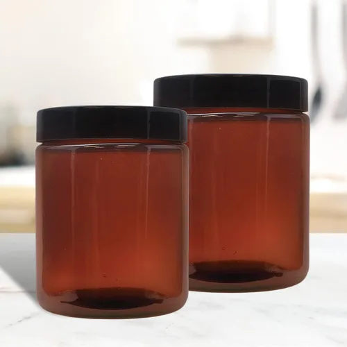 Miniatura 2 de Cornucopia Brands Tarros de vidrio ámbar de 8 onzas / 9 onzas (paquete de 6) tarros de cosméticos de lados rectos, ideales para mantequilla
