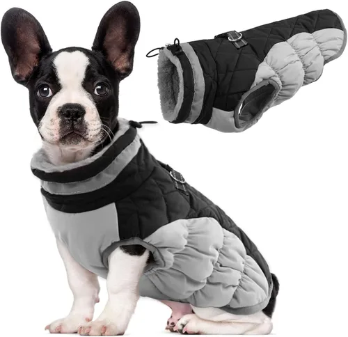 Miniatura 26 de Lelepet Abrigo cálido para perro, abrigo de invierno para perro, chaqueta impermeable para perros con arnés incorporado, chaleco reflectante
