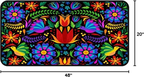 Miniatura 2 de Alfombras de cocina coloridas mexicanas con diseño floral para interiores y exteriores, antideslizantes, alfombra de pasillo, alfombra