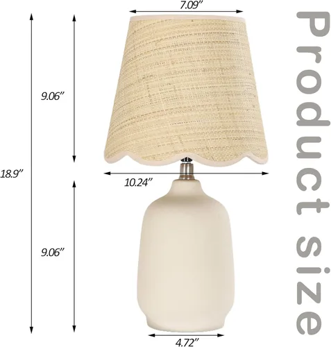 Miniatura 2 de Pia Ricco lámpara de mesa de cerámica moderna de 19" para sala de estar, lámparas de escritorio de base crema para dormitorio, lámpara de mesita