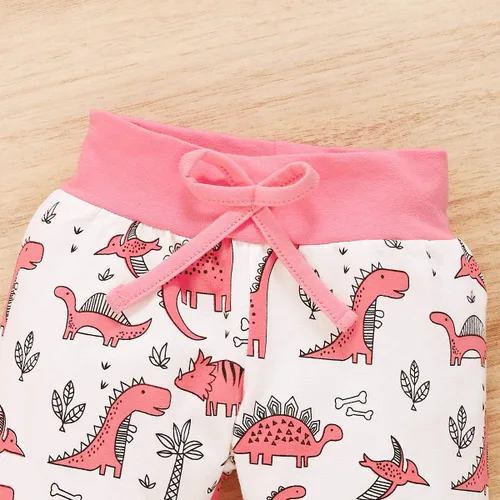 Miniatura 7 de Conjunto de ropa para bebé niña de 3 piezas, manga larga, sudadera con capucha, camisa, pantalones de dinosaurio, diadema