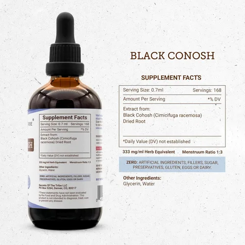 Miniatura 4 de Secrets of the Tribe Extracto líquido de tintura de cohosh negro sin alcohol, raíz seca de cohosh negro cultivado responsablemente