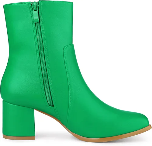 Miniatura 6 de Allegra K Botines de tacón con cremallera lateral y punta cuadrada para mujer
