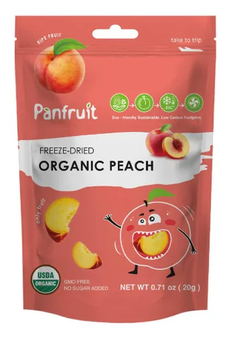 Miniatura 3 de PANFRUIT Bocadillos orgánicos liofilizados de durazno – 100% naturales, sin azúcar añadido, sin OMG, sin gluten – 4 paquetes individuales