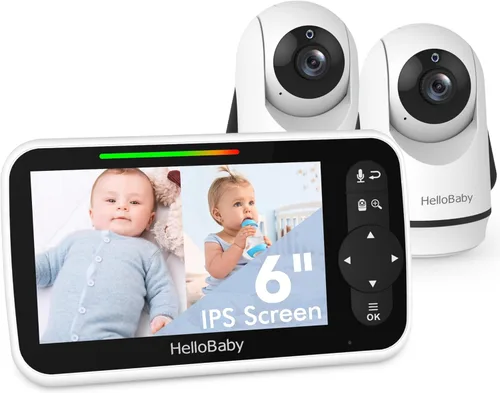 Miniatura 8 de HelloBaby Pantalla grande IPS de 6 pulgadas, monitor de video para bebés con batería mejorada de 4000 mAh, conversación de 2 vías