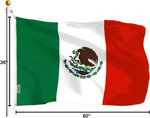Miniatura 6 de G128 Bandera de México, 3 x 5 pies, serie LiteWeave, impresa en poliéster 100D, bandera de país, colores vibrantes, ojales de latón