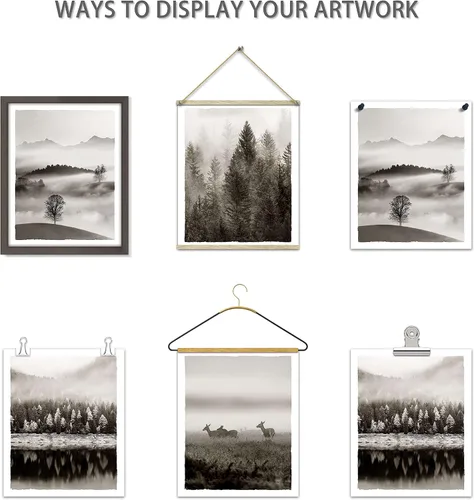Miniatura 6 de Imágenes de paisajes de la naturaleza, arte para pared, bosque brumoso, árbol, montaña, animales salvajes, ciervos, lago, escena, obra de arte