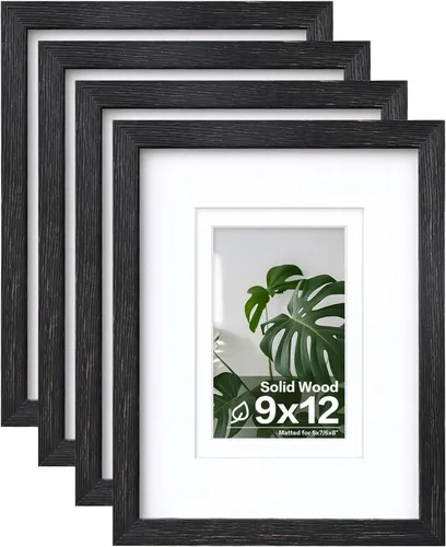 Miniatura 33 de Egofine - Juego de 4 portarretratos 8 x 10 pulgadas de madera maciza y cubierta de plexiglás de 4 x 6/5 x 7 pulgadas con paspartú u 8 x 10 pulgadas