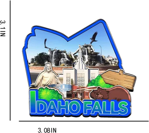 Miniatura 3 de Imán de Idaho Falls Idaho USA para nevera de madera 3D, monumentos de viaje, coleccionables, recuerdos, decoración hecha a mano -1509