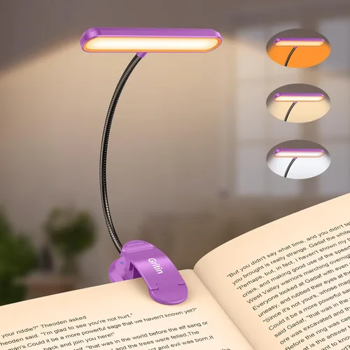 Miniatura 12 de Gritin Luz de Libro Recargable para Leer en la Cama con 19 LED y Función de Memoria - Cuidado de los Ojos, 3 Temperaturas de Color, 5 Niveles