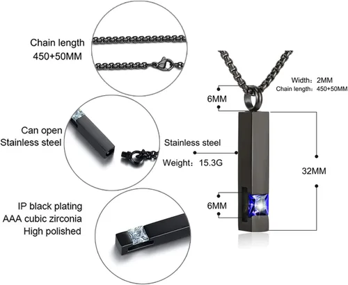 Miniatura 72 de YOUFENG collar con urna para cenizas, cubos de piedras natales, urna para cenizas humanas, collar de urna de cremación, relicario, recuerdo