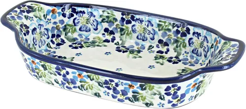 Miniatura 8 de Blue Rose Polish Pottery - Plato rectangular con diseño de mariposa floral roja, 10 x 5.25 pulgadas, hermoso plato para pan, ensalada o pasta