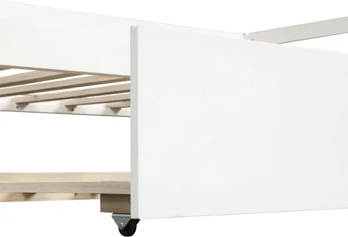 Miniatura 8 de Merax Sofá cama tamaño individual con nido, marco de sofá cama de madera maciza, color blanco