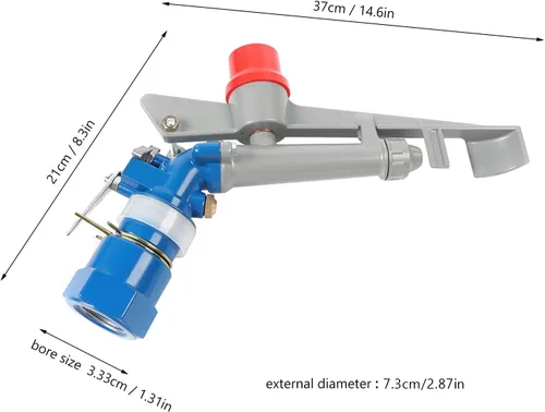 Miniatura 4 de Pistola rociadora de agua de 1 pulgada, pistola rociadora de riego agrícola de aleación de zinc, rociador de riego de área grande de 360° con juego