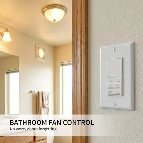 Miniatura 3 de Interruptor temporizador de cuenta regresiva Minoston para ventiladores y luces de baño, 5/10/30/60 minutos, 2/4 horas, interruptor temporizador