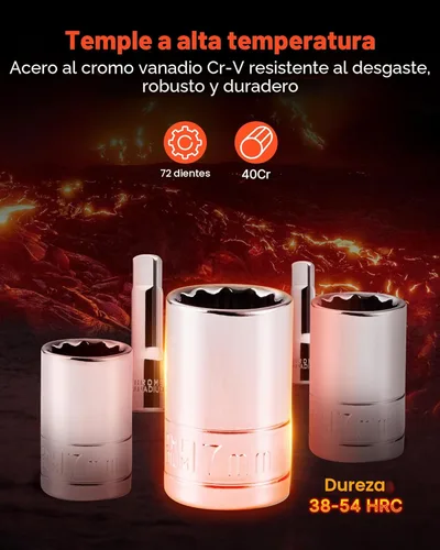 Miniatura 2 de VEVOR Juego de herramientas mecánicas y juego de zócalos, 450 piezas, 1/4, 3/8 y 1/2 pulgadas, dados profundos y estándar, kit de herramientas