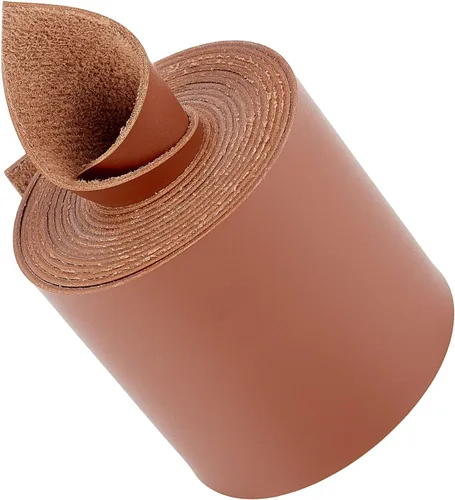 Miniatura 10 de GORGECRAFT Tira de correa de cuero de 1 pulgada de ancho 6.6 ft de largo de grano de cuero negro, cordón plano de una sola cara para manualidades