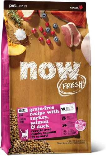 Now Fresh Alimento seco para gatos adultos, receta de pavo, salmón y pato, sin granos, sin pollo, 8 libras