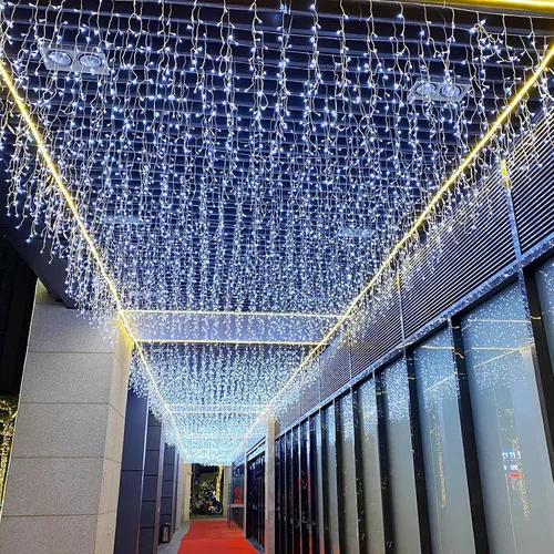 Miniatura 9 de GTSYDING - Luces LED de carámbano, 13 pies, 96 luces LED, 8 modos, cortina de ventana extensible, hada, Navidad, techo, colgante, luz parpadeante