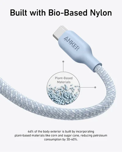 Miniatura 6 de Anker Cable USB C, cable de carga rápida tipo C bio-trenzado de 240 W para iPhone serie 17, MacBook Pro 2020, iPad Pro y más