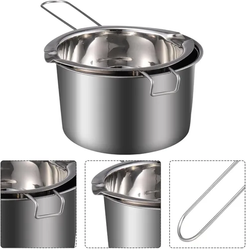 Miniatura 3 de 1 juego de olla doble de acero inoxidable para hervir agua con boquilla de doble vertido para vela, mantequilla, chocolate, queso, caramelo, 13.5 fl