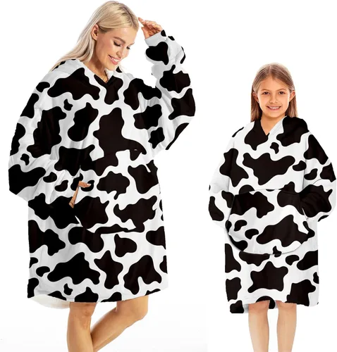 Manta con capucha para adultos y niños, impresión original de franela de invierno, sudadera de gran tamaño, acogedora y cálida con capucha