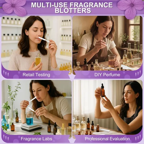 Miniatura 5 de 500 piezas de tiras para prueba de perfume, tiras de prueba de fragancia premium y multiusos, papel de muestra para prueba de aroma de perfume