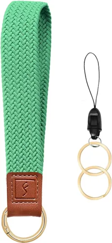 Miniatura 29 de Fishent Llavero elástico, bonito llavero de pulsera, cordón de muñeca tejido mejorado para llaves, llaveros para mujeres y hombres, llaves