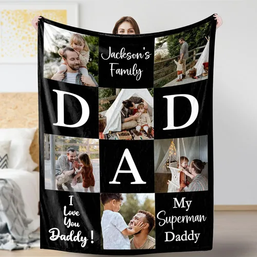 Miniatura 17 de Artsadd Manta personalizada con fotos, nombre, fotos personalizadas, regalos personalizados para adultos, mamá, papá, hija, bebé, mejor amigo