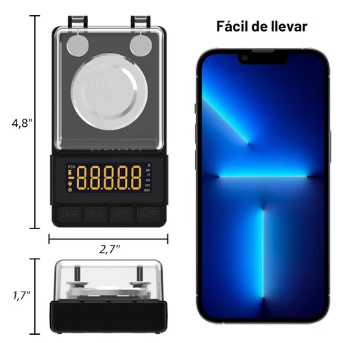 Miniatura 3 de MAXUS - Balanza digital de miligramos 50 g/0,001 g, balanza compacta de mg con peso de calibración de 20 g y accesorios, balanza de polvo negro