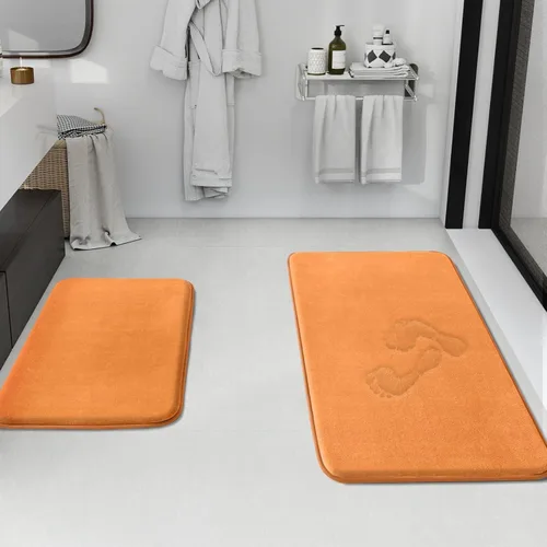 Miniatura 21 de HUXMEYSON Juego de alfombras de baño de 2 piezas, juego de alfombrillas antideslizantes y de secado rápido, alfombras de baño ultra suaves de Negro