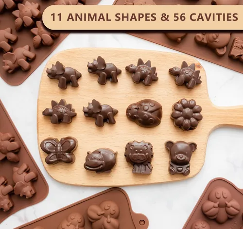 Miniatura 5 de WARM TIME Juego de 6 moldes de silicona para chocolate, moldes antiadherentes de grado alimenticio, moldes de cocina para chocolate, dulces