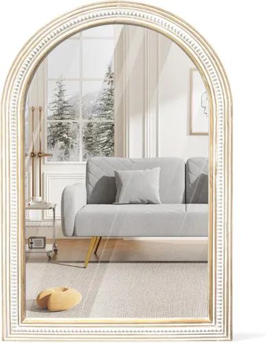 Miniatura 16 de Reflinto Espejos redondos de madera boho de 24 pulgadas para decoración de pared, espejo circular decorativo rústico para baño, sobre fregadero