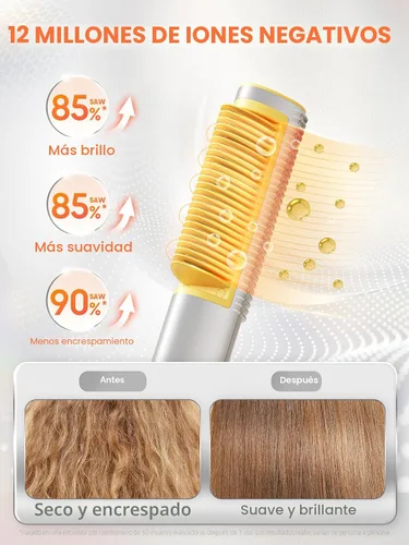 Miniatura 5 de SHEGLAM Cepillo Alisador de Cabello Iónico 3D con peine térmico de oro de 24 quilates, diseño anti-quemaduras, calentamiento rápido de 60 segundos