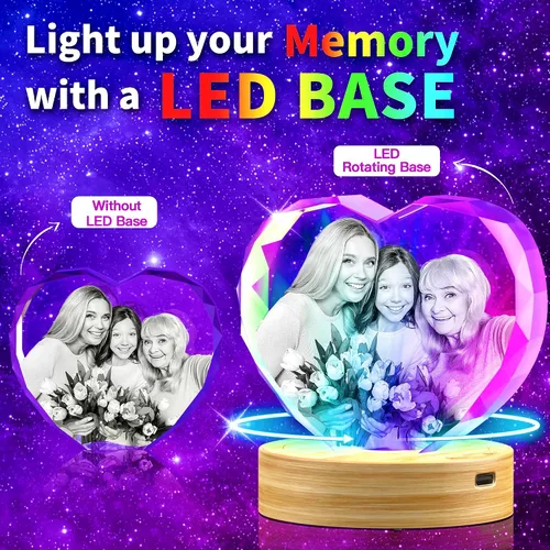 Miniatura 2 de Foto de cristal 3D – Regalos personalizados con tu propia foto para él/ella, mamá, papá, mujeres, hombres, imagen grabada con láser 3D, imagen