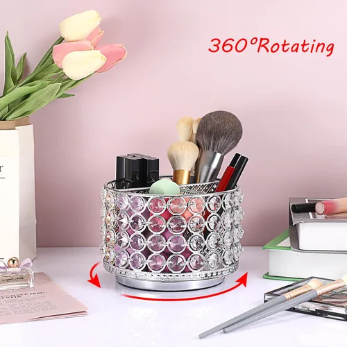 Miniatura 2 de Hipiwe Organizador de Tocador de Cristal Soporte para Brochas de Maquillaje - Organizadores Giratorios de 360° para Exhibición de Brochas Cosméticas