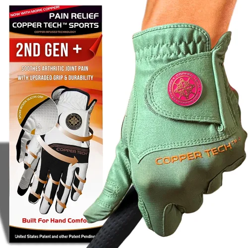 Miniatura 23 de Copper Tech Plus Ladies Golf Gloves Women (2nd Gen) Copper Compression Joint Support with Flexible & Comfortable Fit Tacky Silicone Pad