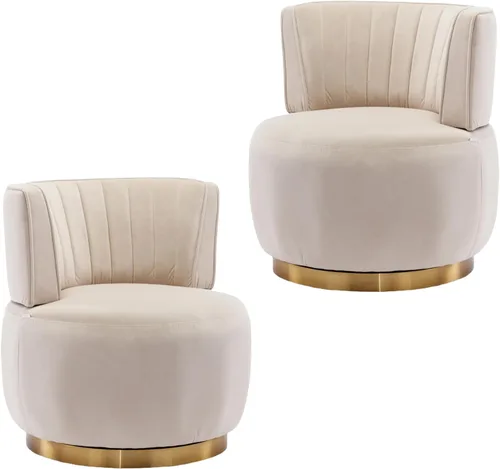 Miniatura 10 de Silla giratoria de terciopelo, sillón giratorio tapizado de 360 grados, moderno y cómodo sillón redondo para sala de estar pequeña, dormitorio