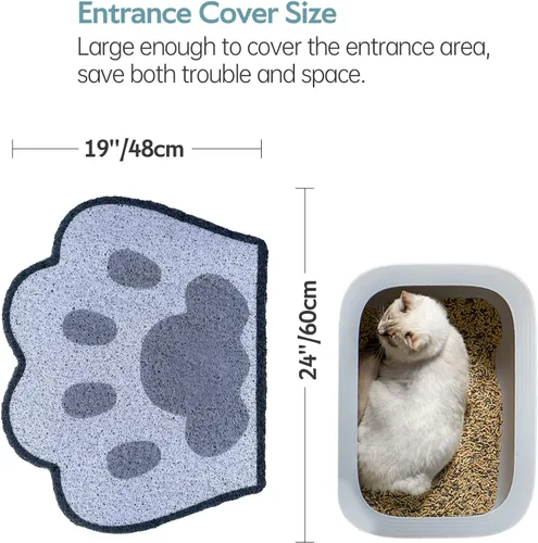 Miniatura 3 de Bonita alfombra de arena para gatos de 24 x 19 pulgadas, tapete para caja de arena, suave para patas de gatito, fácil de limpiar, antideslizante