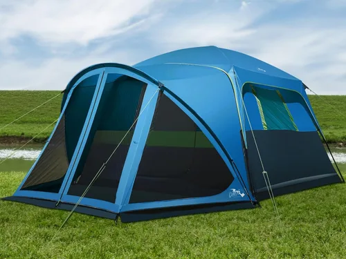 Tents for Camping 6/10 Person Camping Tent with Screen Porch, Weatherproof Large Cabin Tent with Rainfly and Carry Bag, Family Tent for Outdoor Azul