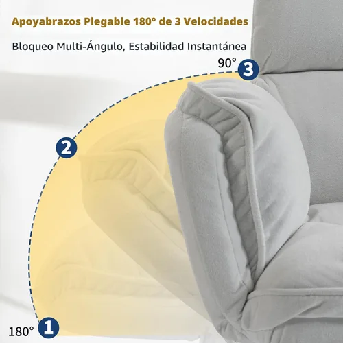 Miniatura 3 de Silla de oficina grande y alta con reposabrazos abatibles de 90 a 180°, silla ergonómica de juegos de computadora de 400 libras para sentarse