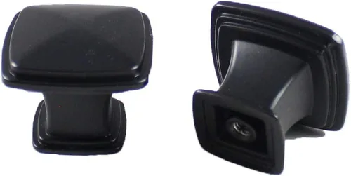 Miniatura 4 de Formosa Design Hardware - Paquete de manijas y perillas negras para gabinetes (5 pomos cuadrados)