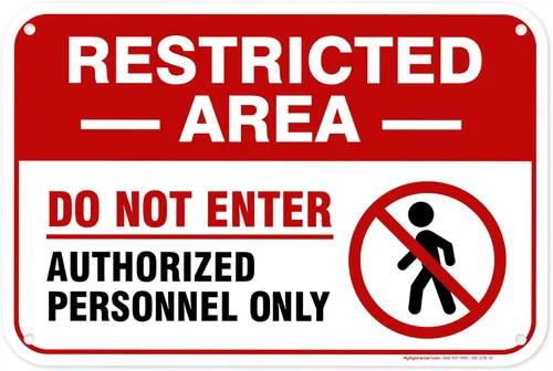 Miniatura 14 de Cartel de área restringida "Restricted Area Do Not Enter Authorized Personnel Only" [Texto en inglés], de aluminio, anti-óxido, de 10x14 pulgadas