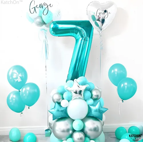 Miniatura 37 de KatchOn, Globo azul del número 1 para el primer cumpleaños, grande, 40 pulgadas, globo azul número 1 para primer cumpleaños, globo azul marino