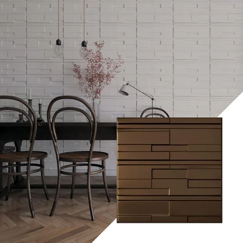 Miniatura 19 de Ekena Millwork 19 5/8 pulgadas de ancho x 19 5/8 pulgadas de alto, ladrillo desplazado EnduraWall decorativo 3D, cobre envejecido