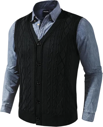 Miniatura 2 de PJ PAUL JONES Chaleco de punto trenzado para hombre con botones