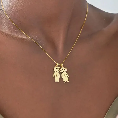 Miniatura 4 de Collar con colgante de amuleto grabado hecho a mano para niño o niña - Amuletos personalizados hechos a medida para niños - Regalo de joyería