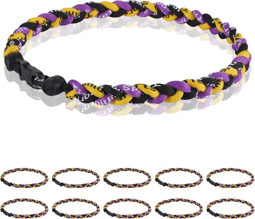 Miniatura 26 de Paquete de 12 Collares de Béisbol de 18 Pulgadas, Regalo de Equipo para Fanáticos de Béisbol, Diseño de Cuerda Tornado de Titanio Triple Trenzado