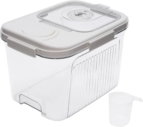 Miniatura 6 de Recipientes de alimentos de plástico con tapa y temporizador, contenedores de almacenamiento de alimentos herméticos para cocina, con taza medidora