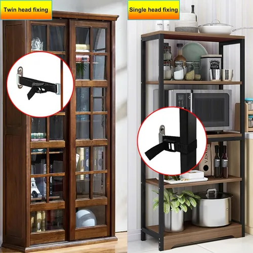 Miniatura 3 de Anclajes para muebles antipunta, (4 juegos) anclajes de seguridad ajustables para niños, kit a prueba de terremotos y a prueba de bebés